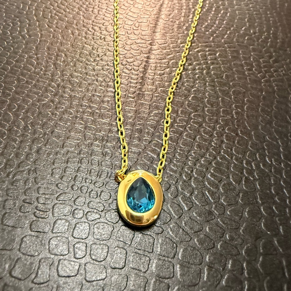 Gorjana Gold Necklace with Blue Pendant ( Never Worn)